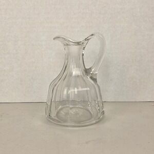 Vintage Paneled Clear Glass Cruet Pitcher Small Syrup Creamer Oil Vinegar Jug 5"